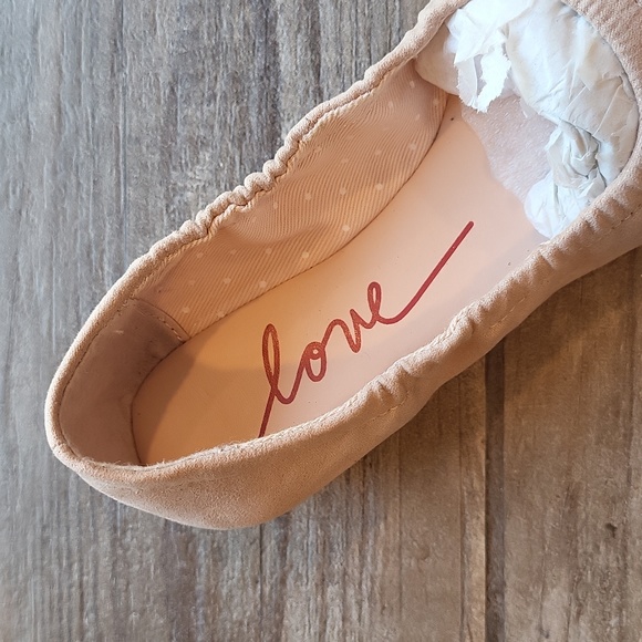 Natural Pink Sparkle Ballet Love Flats, Vegan Suede-Leather, Ellen Degeneres - Picture 3 of 3